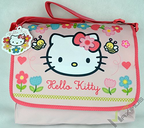 HELLO KITTY Bolso de hombro / bolso bandolera para niña con cierre de velcro / rosa / lavable / perfecto para guardería / preescolar / como bolsa de deporte / escuela primaria / 100% poliéster