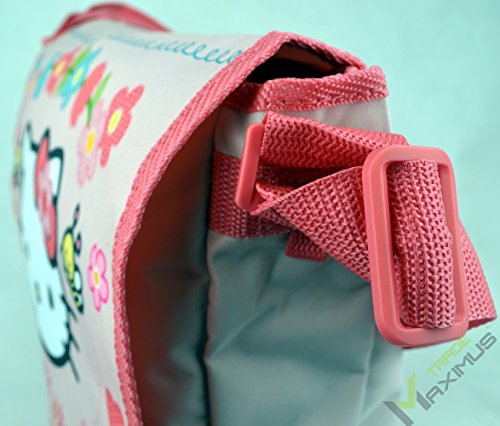 HELLO KITTY Bolso de hombro / bolso bandolera para niña con cierre de velcro / rosa / lavable / perfecto para guardería / preescolar / como bolsa de deporte / escuela primaria / 100% poliéster