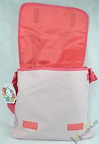 HELLO KITTY Bolso de hombro / bolso bandolera para niña con cierre de velcro / rosa / lavable / perfecto para guardería / preescolar / como bolsa de deporte / escuela primaria / 100% poliéster