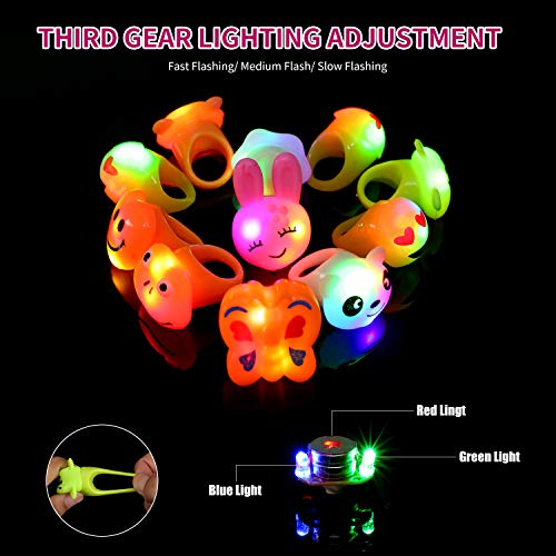 Herefun Artículos de Fiesta Cumpleaños Niños, Juguete Luminoso, Led Luminoso Anillo Juguetes Niñas Brillo En La Oscuridad Regalos de Cumpleaños para Fiestas Favores (14 Pcs)