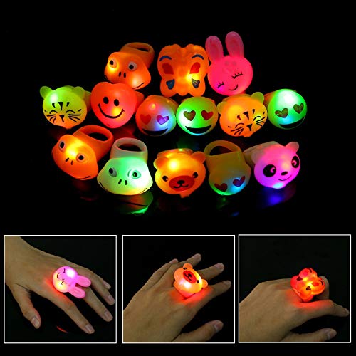 Herefun Artículos de Fiesta Cumpleaños Niños, Juguete Luminoso, Led Luminoso Anillo Juguetes Niñas Brillo En La Oscuridad Regalos de Cumpleaños para Fiestas Favores (14 Pcs)