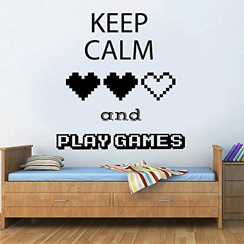 HFDHFH Jugar Juegos calcomanías de Pared Mantener la Calma Pegatinas de Vinilo para Ventanas Controlador de Videojuegos Sala de Juegos Dormitorio de Jugador Adolescente decoración para el hogar