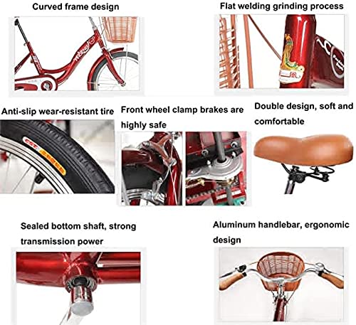 HIGHKAS Triciclo para Adultos, Triciclo portátil con Ruedas de 26 Pulgadas, Triciclo de Crucero de Carga híbrido de una Velocidad, Bicicleta de 3 Ruedas, Canasta de Carga para Compras