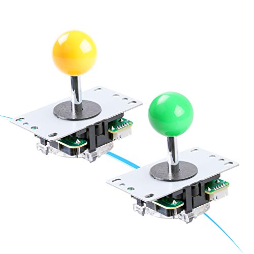 Hikig Kit de Bricolaje para Juegos de Arcade para 2 Jugadores, 2X Joystick + 2X USB Encoder + 20x LED Buttons para PC, PS3, Mame, Raspberry Pi, Color: Verde y Amarillo