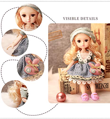 HIL Estilo Dulce Muñeca Niña Juguetes De Los Niños 11,8 " Muñeca Princesa Vestir Muñeca Muñeca De Juguete Muñeca De Colección Muñeca Con Pelo Variable Regalo Favorito De Los Niños Regalos Creativos,B