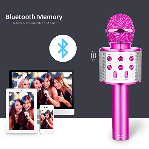 Hiwezezc Regalos Niñas 3 4 5 6 7 Años, Micrófono Karaoke Regalo para Niña 3-12 Años Micrófono Inalámbrico Juguetes Niñas Regalo Creativo Niña 3-15 Años Micrófono Bluetooth - Púrpura