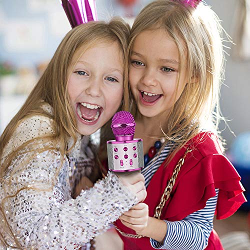 Hiwezezc Regalos Niñas 3 4 5 6 7 Años, Micrófono Karaoke Regalo para Niña 3-12 Años Micrófono Inalámbrico Juguetes Niñas Regalo Creativo Niña 3-15 Años Micrófono Bluetooth - Púrpura