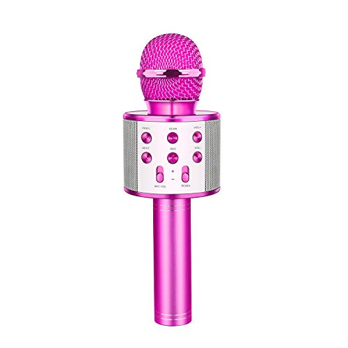 Hiwezezc Regalos Niñas 3 4 5 6 7 Años, Micrófono Karaoke Regalo para Niña 3-12 Años Micrófono Inalámbrico Juguetes Niñas Regalo Creativo Niña 3-15 Años Micrófono Bluetooth - Púrpura