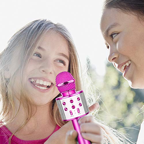 Hiwezezc Regalos Niñas 3 4 5 6 7 Años, Micrófono Karaoke Regalo para Niña 3-12 Años Micrófono Inalámbrico Juguetes Niñas Regalo Creativo Niña 3-15 Años Micrófono Bluetooth - Púrpura