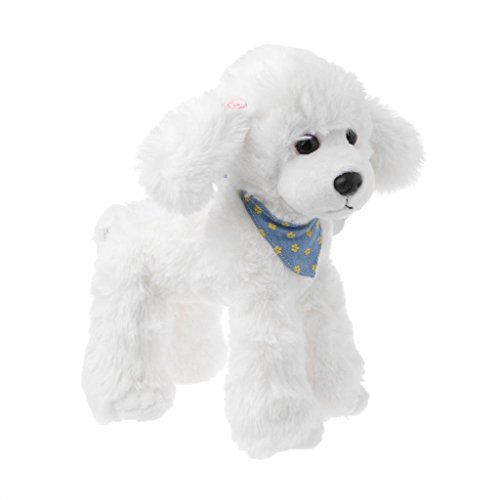 holilest Peluches, Peluches Perros Poodle Alta simulación Regalos para niños Muñeca de Peluche Encantadora Bufanda-Marrón Claro