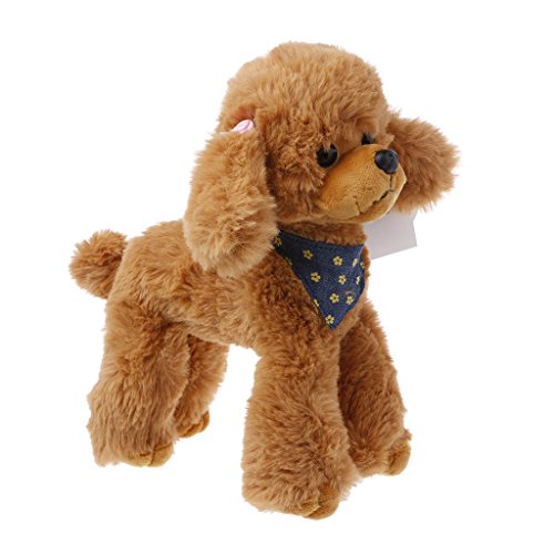 holilest Peluches, Peluches Perros Poodle Alta simulación Regalos para niños Muñeca de Peluche Encantadora Bufanda-Marrón Claro