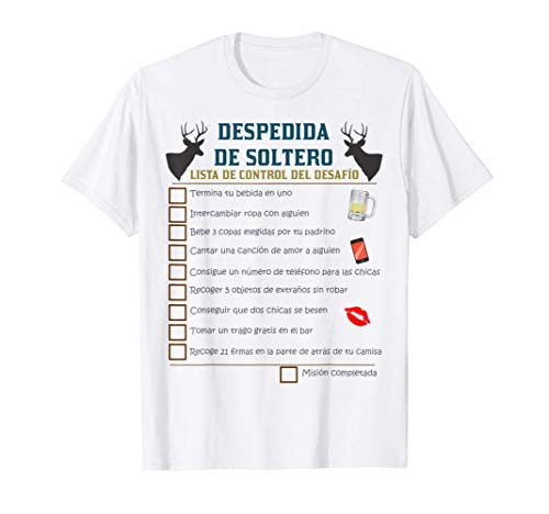 Hombre Despedida de Soltero: Lista de Control del Desafío Atrévete Camiseta