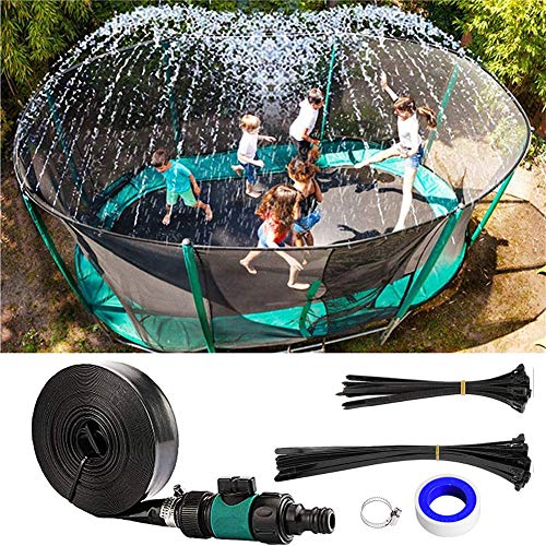 Home U Trampolín aspersor exterior juego de agua trampolín parque acuático aspersor Summer Water Fun spray park spray para niños (negro, 10 m)