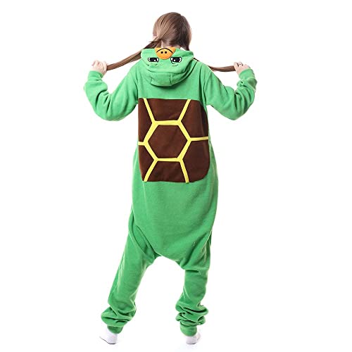 HONGEYO Pijama de una pieza para adultos, disfraz de animal, para Halloween, carnaval, mono, con capucha, disfraz de anime, anime, cosplay, con capucha, Tortuga verde., XL