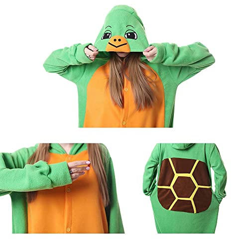 HONGEYO Pijama de una pieza para adultos, disfraz de animal, para Halloween, carnaval, mono, con capucha, disfraz de anime, anime, cosplay, con capucha, Tortuga verde., XL