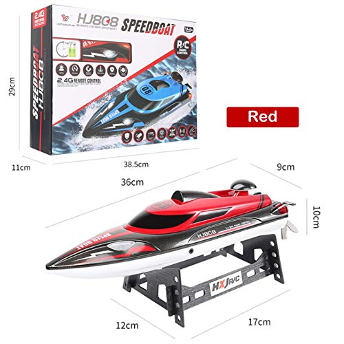 HONGXUNJIE Barco Teledirigido Lancha para Adultos y Niños Teledirigida RC Boat,Lancha de Carreras Electrónica de Alta Velocidad,2.4G 180° Flip/25/35KM/H,Regalos Niños (808-Red)