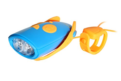 Hornit Mini Azul / Naranja - Bocina y luz para Bicicleta y Patinete para niños - 25 Efectos de Sonido y 5 Luces