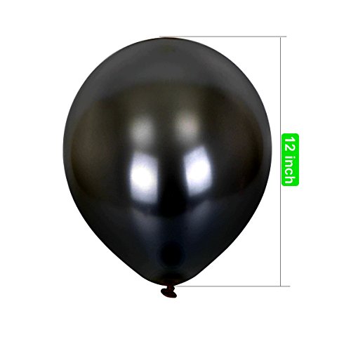 Hoshin Globos Negros, 30cm Espesan látex Globos metálicos para el Banquete de Boda Baby Shower cumpleaños de Navidad Fiesta de Carnaval decoración Suministros (100 PC)