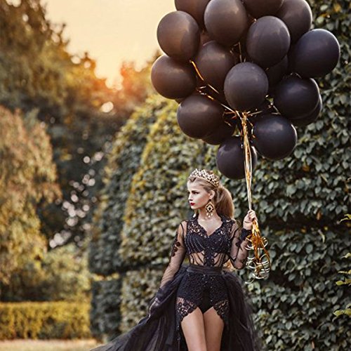 Hoshin Globos Negros, 30cm Espesan látex Globos metálicos para el Banquete de Boda Baby Shower cumpleaños de Navidad Fiesta de Carnaval decoración Suministros (100 PC)