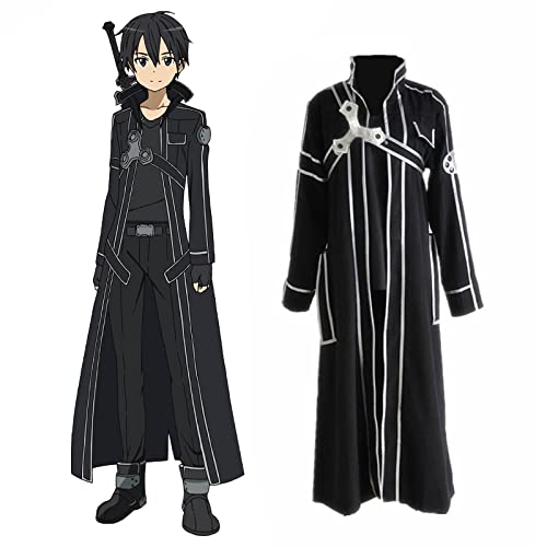 Hot Anime Sword Art Online Kirito Cosplay Disfraces de Halloween para adultos Kirito SAO Kirigaya Kazuto (X-Small), Negro)