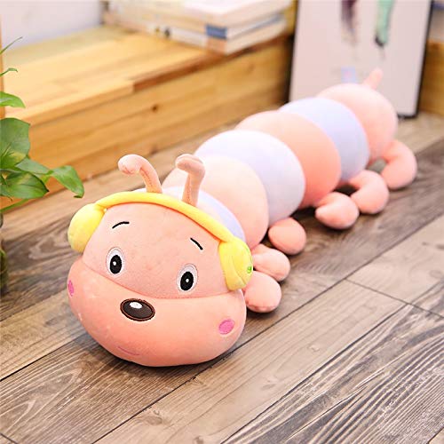 HOUMEL Juguete de peluche gigante de oruga larga, linda almohada de bebé, cojines verdes y rosados, muñecas suaves y grandes, edredón de abrazo, juguetes de regalo para niños y niñas pequeños 319