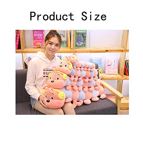 HOUMEL Juguete de peluche gigante de oruga larga, linda almohada de bebé, cojines verdes y rosados, muñecas suaves y grandes, edredón de abrazo, juguetes de regalo para niños y niñas pequeños 319