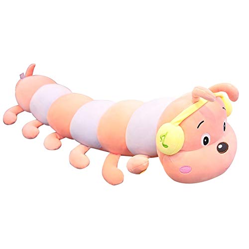 HOUMEL Juguete de peluche gigante de oruga larga, linda almohada de bebé, cojines verdes y rosados, muñecas suaves y grandes, edredón de abrazo, juguetes de regalo para niños y niñas pequeños 319