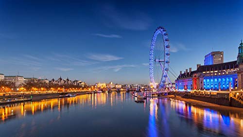 HQHff London Eye Noria hito Thames,Puzzles Adultos 1000 Piezas 75x50cm,3D Puzzles de Madera Adultos Regalo de Juguete Educativo para niños