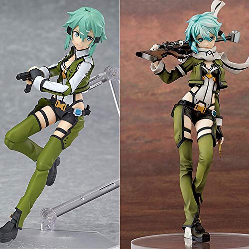 HQYCJYOE Personajes de Anime Modelo Sword Art Online Figura Brinquedos Figma 241 Sinon Shino Asada Sao 2 PVC Figura de acción Colección de estatuillas Muñeca 15cm