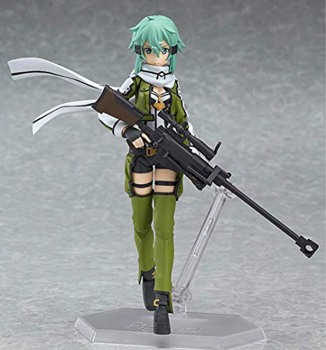 HQYCJYOE Personajes de Anime Modelo Sword Art Online Figura Brinquedos Figma 241 Sinon Shino Asada Sao 2 PVC Figura de acción Colección de estatuillas Muñeca 15cm