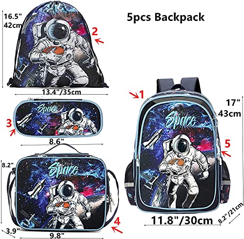 HTgroce Mochilas Escolares para niñas,Bolsa merienda Infantil,Fiambrera, jardín de Infantes y Bolsa de natación Ligera con Cremallera Colgante de Astronauta