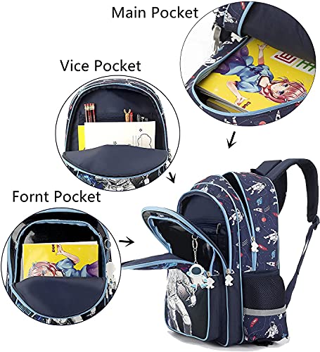 HTgroce Mochilas Escolares para niñas,Bolsa merienda Infantil,Fiambrera, jardín de Infantes y Bolsa de natación Ligera con Cremallera Colgante de Astronauta