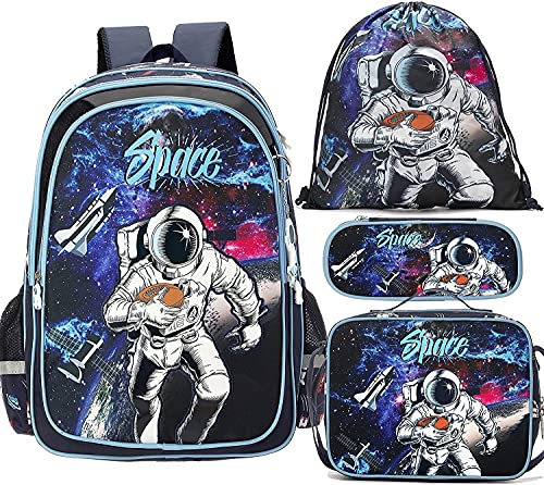 HTgroce Mochilas Escolares para niñas,Bolsa merienda Infantil,Fiambrera, jardín de Infantes y Bolsa de natación Ligera con Cremallera Colgante de Astronauta