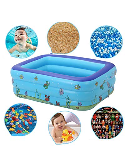 HTHJA Piscina Hinchable Infantil Family，Piscina Inflable con Fondo de Burbuja Gruesa, Protector Solar portátil, Piscina de pesca-130 * 90 * 48 cm，Piscina Desmontable