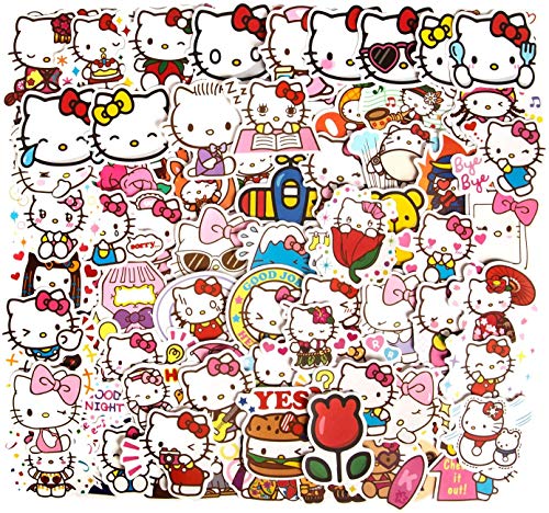 Huayao - 100 pegatinas de Hello Kitty para botella de agua, portátil, guitarra, coche, moto, monopatín, equipaje, vinilo impermeable