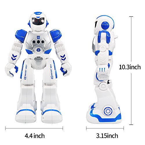 HUSAN Infantil Robot de Control Remoto niños, Robot de Baile Inteligente con Juguetes Control infrarrojo,programable,Ojos LED, Canto Caminando Regalo,Kit de Robot(Azul)