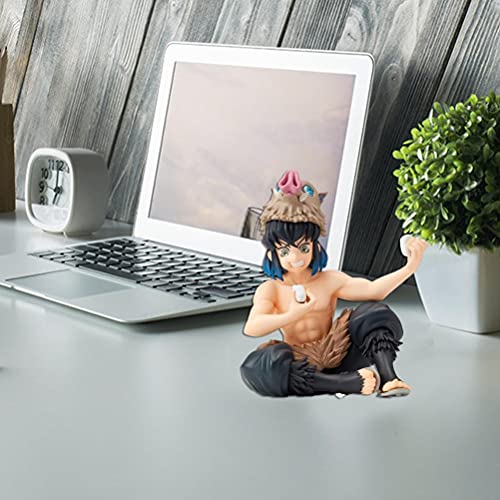 HUYWJ Hashibira Inosuke Figura de postura sentada Figura de anime, juguetes modelo de estatua, colección de anime, figura de colección de anime, regalo para fanáticos del anime (3.9 pulgadas)