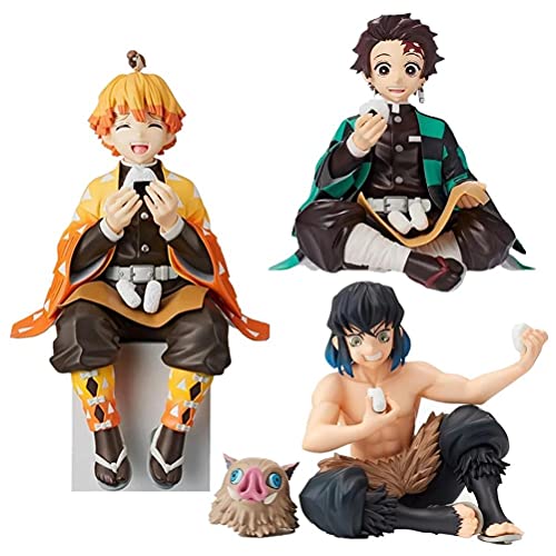 HUYWJ Hashibira Inosuke Figura de postura sentada Figura de anime, juguetes modelo de estatua, colección de anime, figura de colección de anime, regalo para fanáticos del anime (3.9 pulgadas)