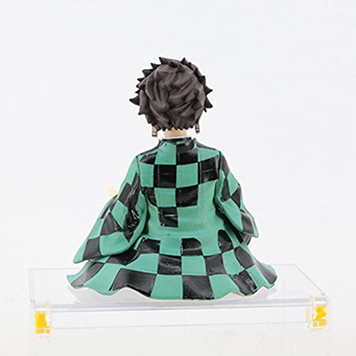 HUYWJ Kamado Tanjirou Figura de postura sentada Figura de anime Juguetes Estatua Modelo de colección Anime Figura de muñeca Adorno de coche Regalos para fanáticos del anime (3.9 pulgadas)