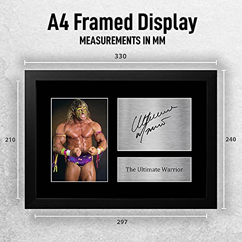 HWC Trading The Ultimate Warrior A4 Enmarcado Regalo De Visualización De Fotos De Impresión De Imagen Impresa Autógrafo Firmado por WWE Fanáticos De La Lucha