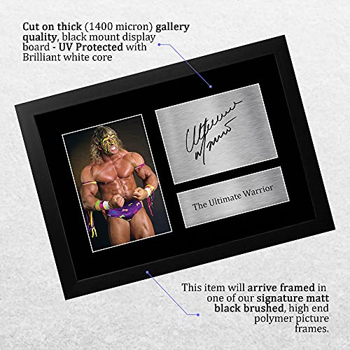 HWC Trading The Ultimate Warrior A4 Enmarcado Regalo De Visualización De Fotos De Impresión De Imagen Impresa Autógrafo Firmado por WWE Fanáticos De La Lucha