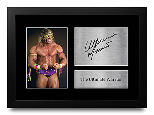 HWC Trading The Ultimate Warrior A4 Enmarcado Regalo De Visualización De Fotos De Impresión De Imagen Impresa Autógrafo Firmado por WWE Fanáticos De La Lucha