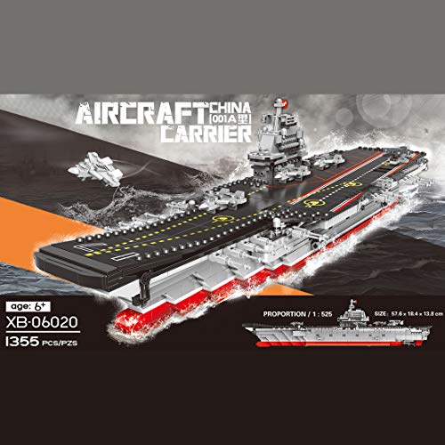 HYZH Portaaviones técnico 001A, 1379 bloques de construcción 1:525, serie militar grande de barcos de guerra militares, barcos de batalla técnica, compatible con Lego Technic