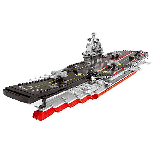 HYZH Portaaviones técnico 001A, 1379 bloques de construcción 1:525, serie militar grande de barcos de guerra militares, barcos de batalla técnica, compatible con Lego Technic