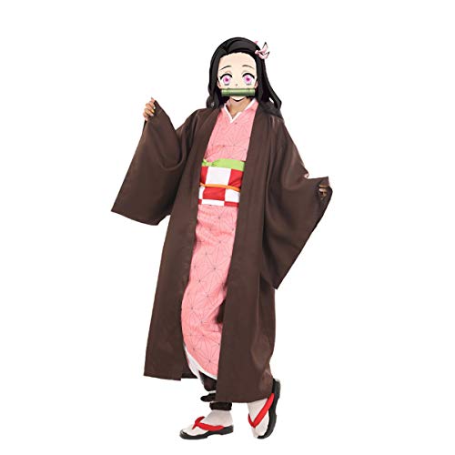 I3C Anime Cosplay Cojunto de Vestido de Disfraz Kamado Nezuko para Mujeres y Fan de Kimetsu No Yaiba