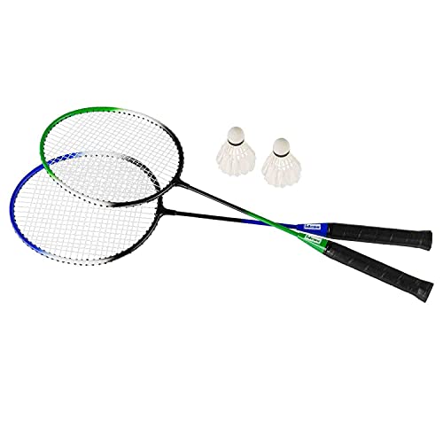 Idena 40190 bádminton con 2 Raquetas y 2 Volantes en una práctica Bolsa de Transporte, Juego Deportivo para niños y Adultos, Ideal en Verano para jardín, Parque o Playa, Multicolor Berlin