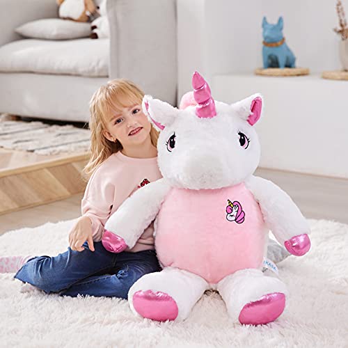 IKASA Unicornio Gigante Peluche Juguete Suave (Rosa, 78 cm)