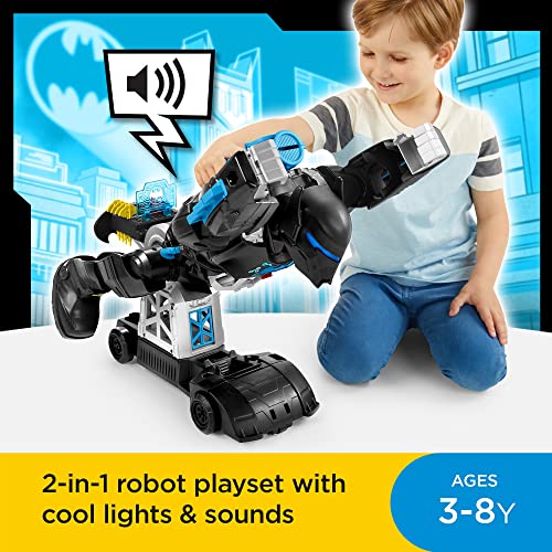 Imaginext DC Batbot modo vuelo Robot de juguete con luces y sonidos, figura y accesorios (Mattel GWT23)