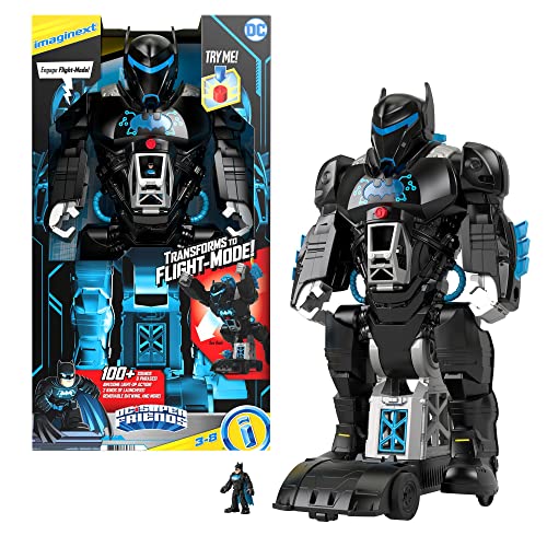 Imaginext DC Batbot modo vuelo Robot de juguete con luces y sonidos, figura y accesorios (Mattel GWT23)