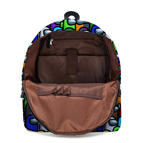 Impresión de Juego Among Us Mochila con Bolsa de Almuerzo Estuche para Lápices Mochilas Escolares para Niños Estudiantes para Niñas Adolescentes Fans de Juegos Regalos (A)